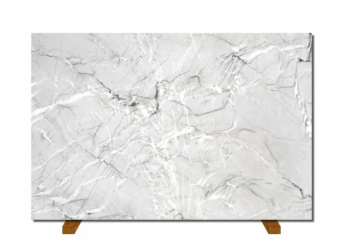 Le Blanc quartzite slab on the easel