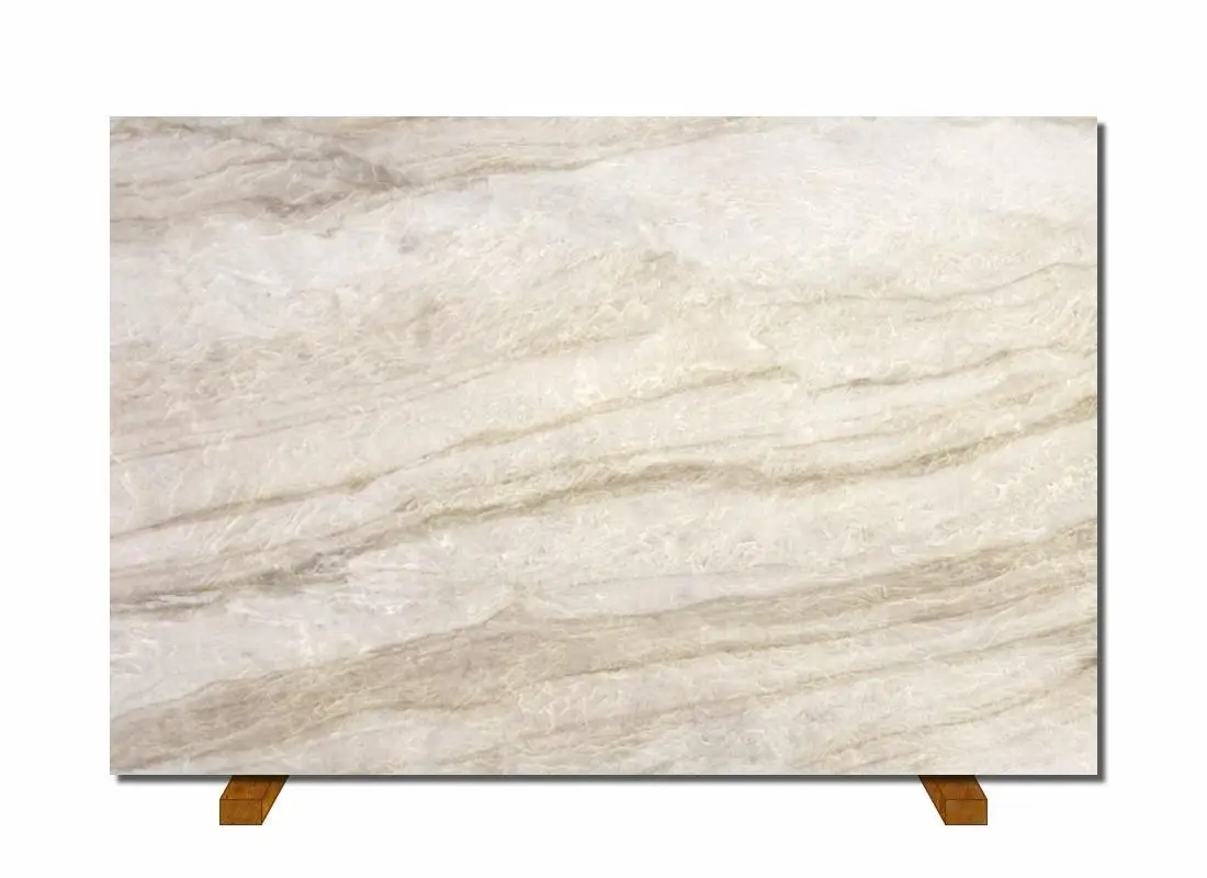 Naica quartzite slab on the easel