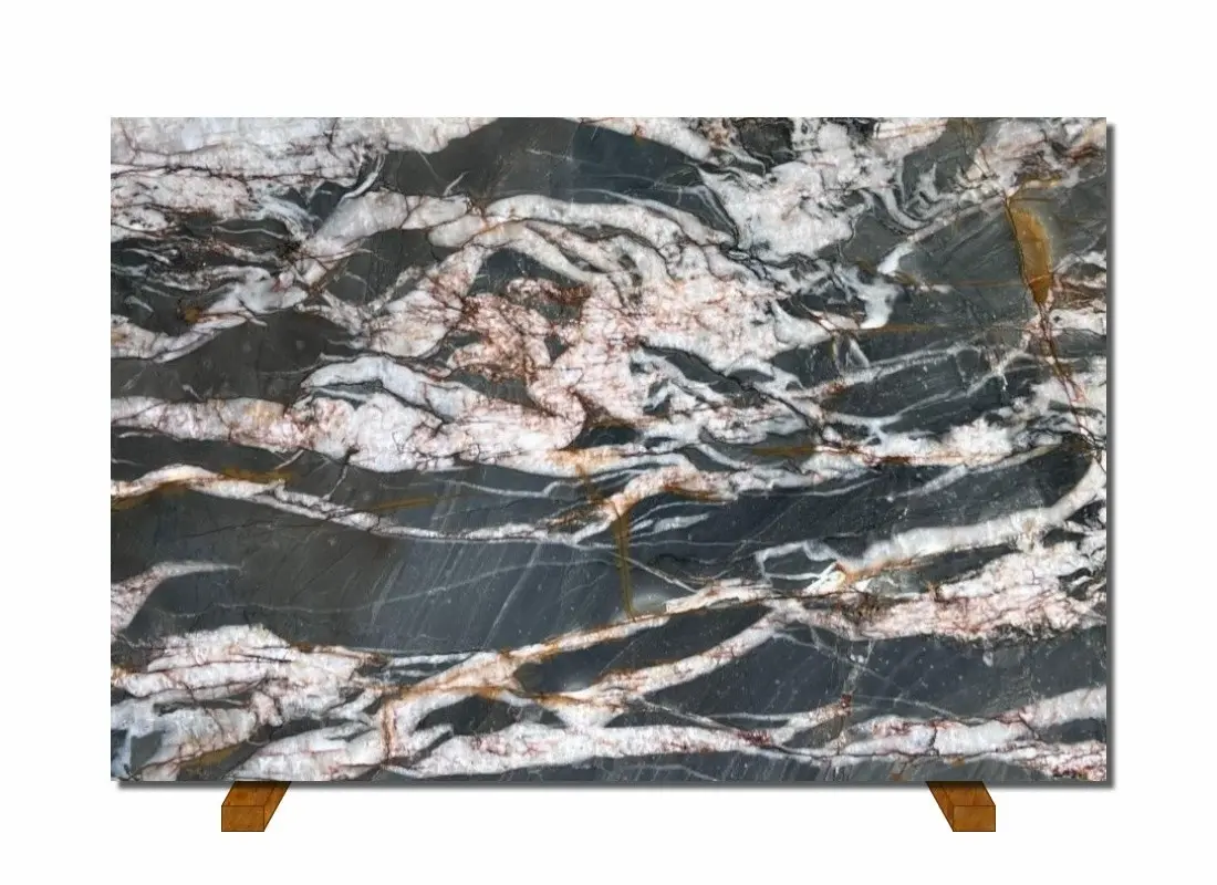 Zanari quartzite slab on the easel